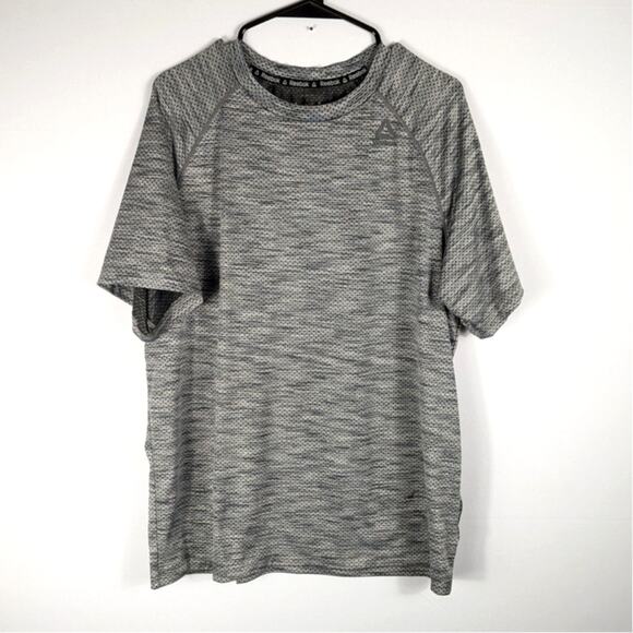 Reebok Mens L Gray Activewear T-Shirt Performance Mesh Stretch Training Tee - Picture 1 of 5
